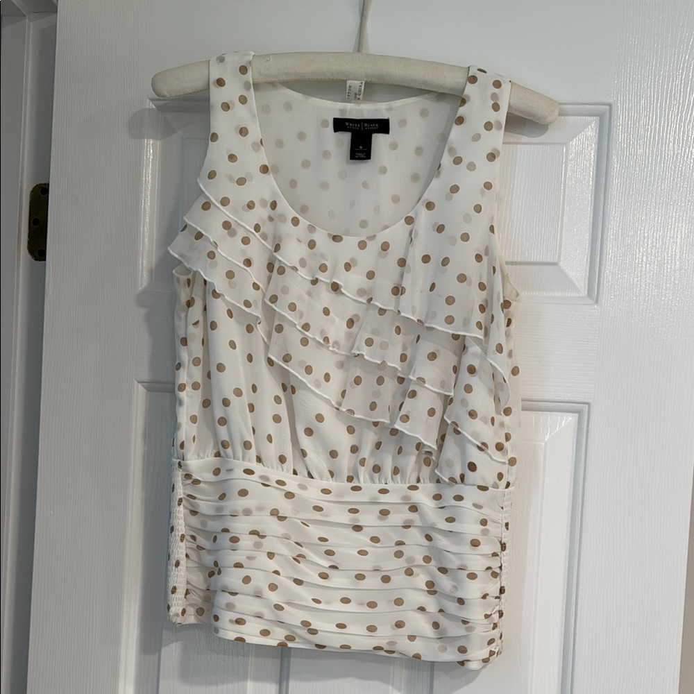 White House Black Market Ruffled Sleeveless Blouse